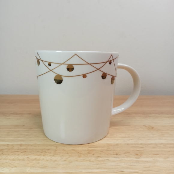 Starbucks Other - Starbucks Mug White Cream Gold Ceramic Coffee 16 Oz Cerebration Holidays